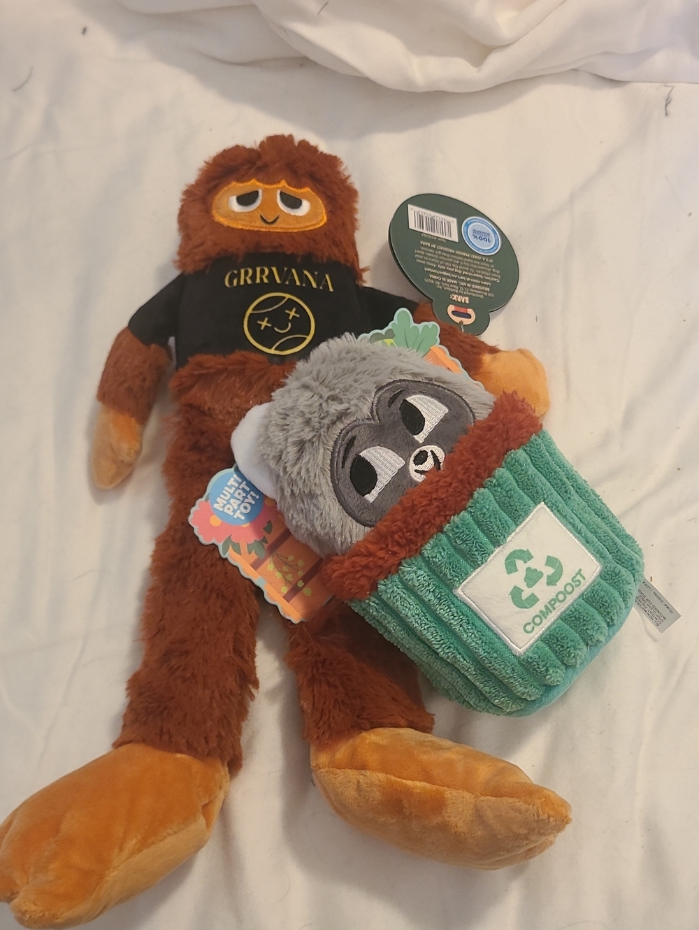 Bark Plush Sloth Duo with Teal Compost Cup